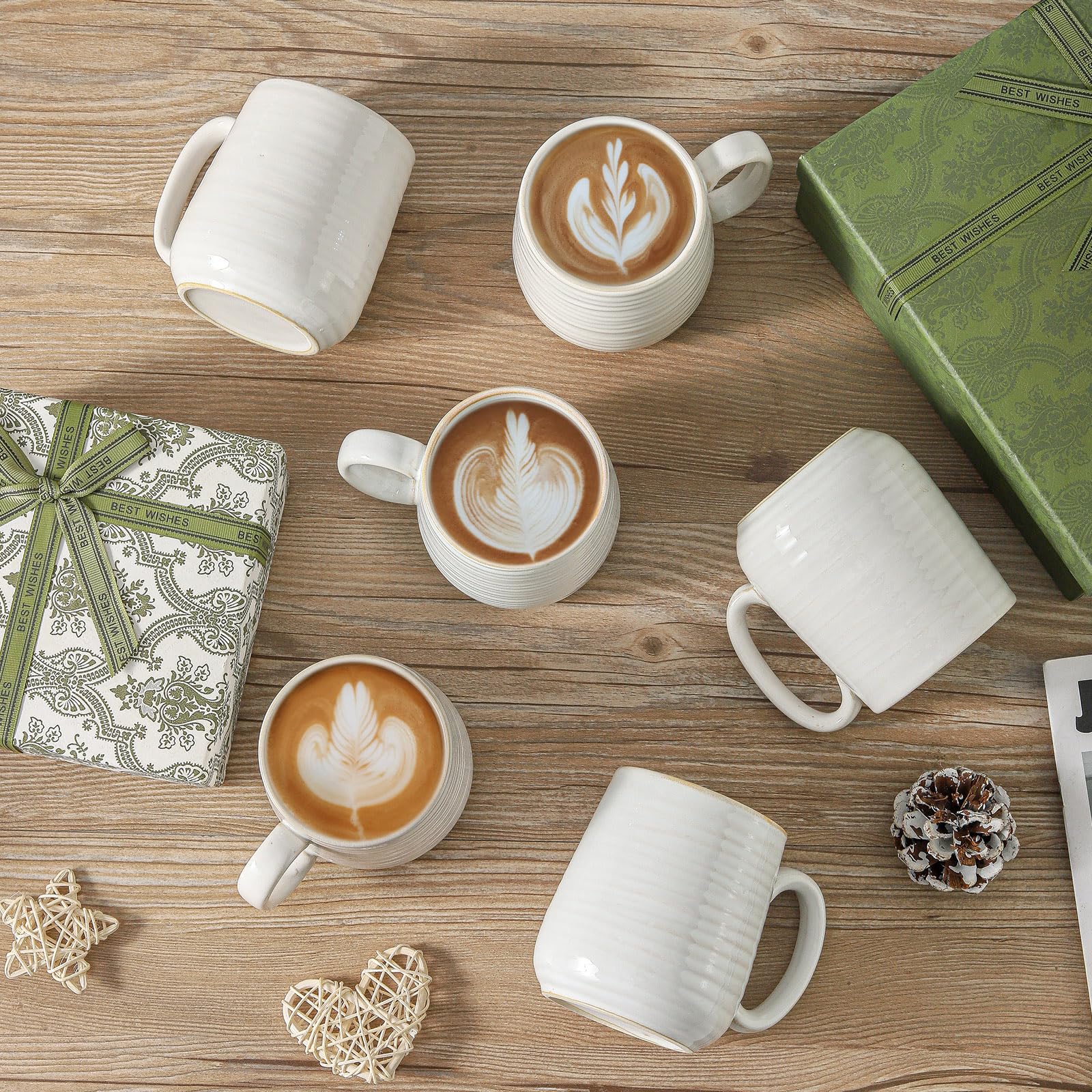 Amazon.com: HASENSE Coffee Mugs Set of 6, Ceramic Coffee Cups with